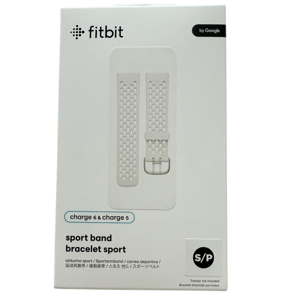 Fitbit Sport Band Charge 6 & Charge 5 Small White Perforated Silicone Strap